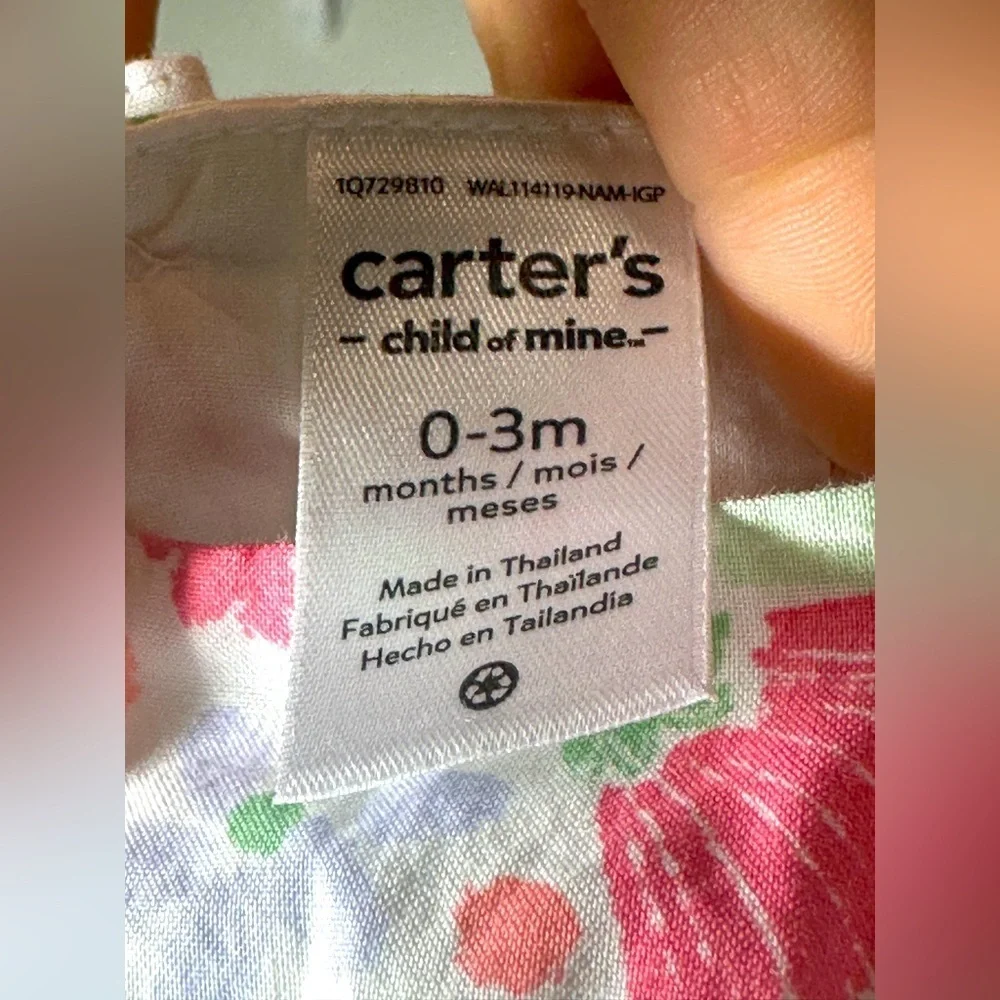 Carters Spring Floral Baby Sundress with Ruffle Straps 100% Cotton 0-3 months